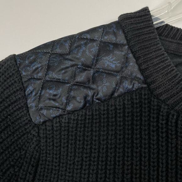 Scotch & Soda Sweater Mens Medium Charcoal Quilted Shoulder Ribbed Heavy Preppy - Picture 6 of 12